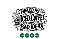 Hand Lettered Iced Coffee Quote Clipart Design Product Image 1