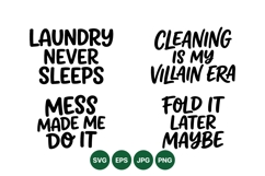 Humorous Laundry and Cleaning Quote SVG Design Product Image 1