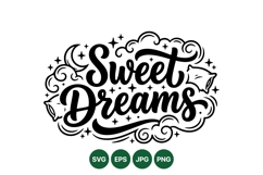 Hand Lettered Sweet Dreams Sleepy Night Design Product Image 1