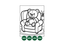 Hand Drawn Teddy Bear Line Art Illustration For Kids Product Image 1