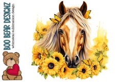 Watercolor Sunflower horse Sublimation design Product Image 1