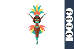 Carnival dancer wearing colorful feather costume with arms r Product Image 1