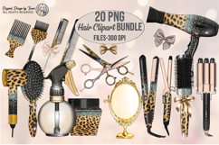 Leopard Hair Clipart Bundle PNG Beauty Tools Set Clipart PNG Product Image 1