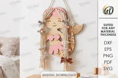 Mermaid Hair Bow Holder Laser Cut. Hair Bow Hanger SVG Product Image 1