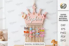 Personalized Hair Bow Holder Laser Cut. Hair Bow Hanger SVG Product Image 1