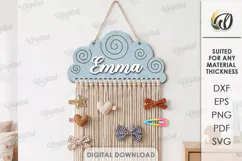 Personalized Hair Bow Holder Laser Cut. Hair Bow Hanger SVG Product Image 1
