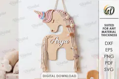 Unicorn Hair Bow Holder Laser Cut. Hair Bow Hanger SVG Product Image 1