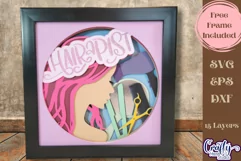 Hair Stylist Svg Shadow Box, 3D Layered Hair Salon, Beauty Product Image 1