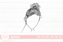 Messy Bun SVG Young Woman With Hair Bun Hairstyle Product Image 1