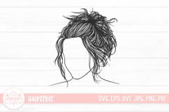 Messy Bun SVG Young Woman With Hair Bun Hairstyle Product Image 1