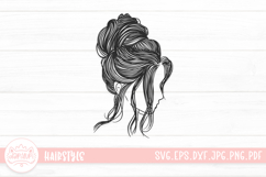Messy Bun SVG Young Woman With Hair Bun Hairstyle Product Image 1