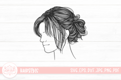 Messy Bun SVG Young Woman With Hair Bun Hairstyle Product Image 1