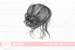 Messy Bun SVG Young Woman With Hair Bun Hairstyle Product Image 1