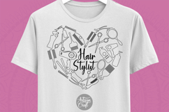 doodle collage of hair styling tools with phrase Hair stylist in the middle .digital download