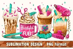Hairstylist Fuel Latte Sublimation Design PNG Coffee T Shirt Product Image 1