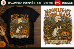 Moonlight Corn Maze Halloween PNG, Ghost Pumpkin Farm Product Image 1
