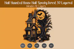 Half Haunted House Half Spooky Forest 3D Layered Product Image 2