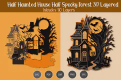 Half Haunted House Half Spooky Forest 3D Layered Product Image 1