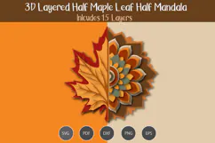3d layered Half maple leaf Half mandala Product Image 2