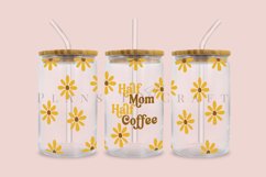 half mom half coffee libbey beer can glass full wrap svg presized template for 16oz and 20oz glass for Cricut Silhouette and sublimation