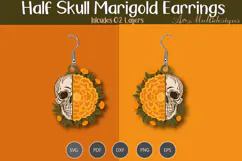 Half skull marigold Earrings Product Image 2