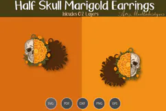 Half skull marigold Earrings Product Image 3
