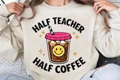 Half Teacher Half Coffee PNG, Retro Teacher png, Coffee PNG Product Image 3
