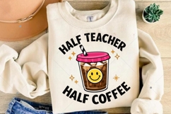 Half Teacher Half Coffee PNG, Retro Teacher png, Coffee PNG Product Image 4