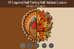 3d Layered half turkey half autumn leaves Product Image 2