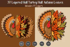 3d Layered half turkey half autumn leaves Product Image 1