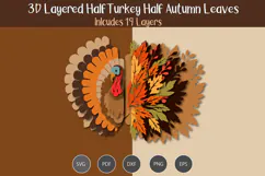 3d Layered half turkey half autumn leaves Product Image 3