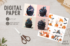 Cute Halloween Digital Paper Galaxy Cupcake Kawaii ghost Product Image 1