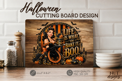 Halloween cutting board Kitchen Pin up girl baking quote Product Image 1