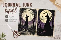 Vintage Moonlit Witch Journal Bifold Halloween Junk Journal Product Image 1