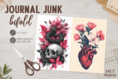 Gothic Skull Heart Journal Bifold gothic Junk Journal Product Image 1