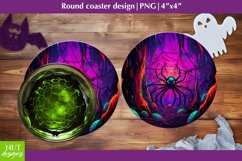 Spider Halloween round coaster Halloween sublimation designs Product Image 1