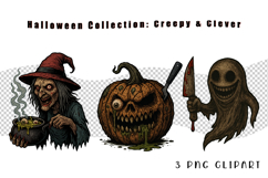 Halloween Creepy Clipart | Witch, Pumpkin, Ghost Product Image 1