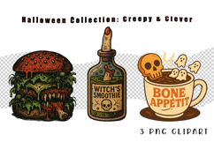 Creepy Halloween Drink and Burger Clipart | Witch Smoothie Product Image 1