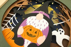 Halloween Gnome 3D Shadow Box SVG Layered Paper Cut Template Product Image 7