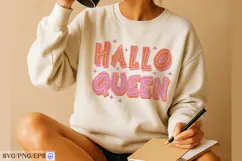 Halloqueen Halloween Retro SVG PNG T-shirt Design Product Image 3