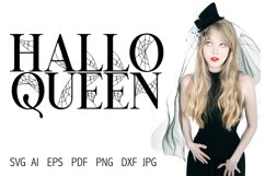HalloQueen Halloween silhouette black white for sublimation SVG EPS AI PNG PDF JPG