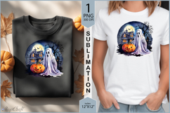 Cute ghost sublimation|Halloween ghost Pumpkin Moon print Product Image 1