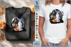Cute ghost sublimation|Halloween ghost Pumpkin Moon print Product Image 2