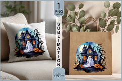 Halloween house sublimation| ghost Pumpkin Moon print Product Image 3