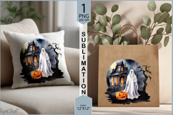 Cute ghost sublimation|Halloween ghost Pumpkin Moon print Product Image 3