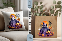 Cute ghost sublimation|Halloween ghost Pumpkin Moon print Product Image 2