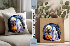 Cute ghost sublimation|Halloween ghost Pumpkin Moon print Product Image 2