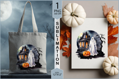 Cute ghost sublimation|Halloween ghost Pumpkin Moon print Product Image 1