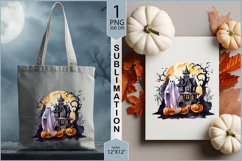 Cute ghost sublimation|Halloween ghost Pumpkin Moon print Product Image 1