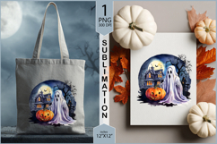 Cute ghost sublimation|Halloween ghost Pumpkin Moon print Product Image 3